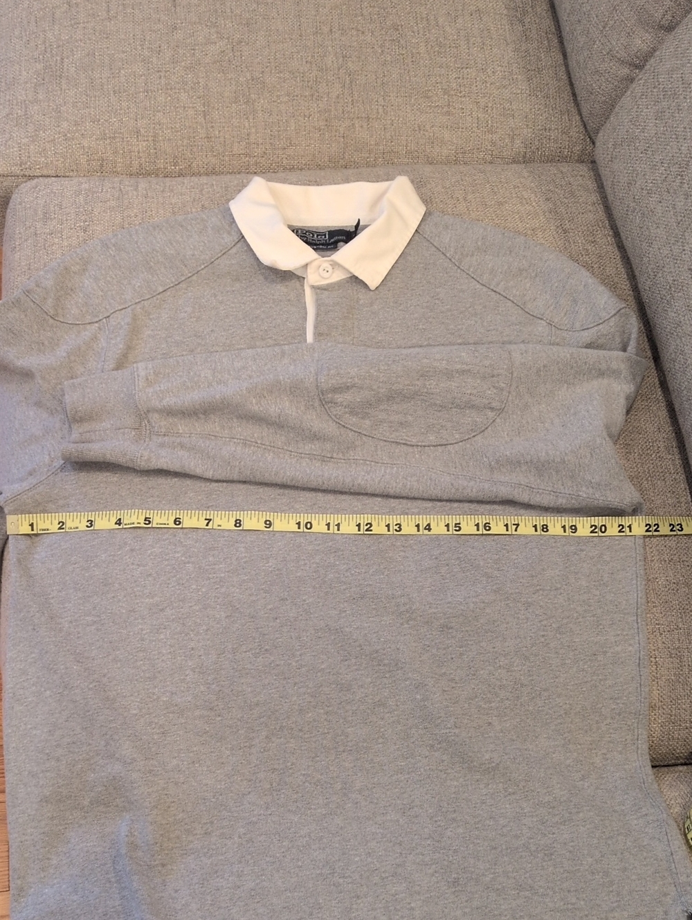 Men's Polo by Ralph Lauren Heather Gray Long-Sleeve Rugby Polo Large - Picture 8 of 11